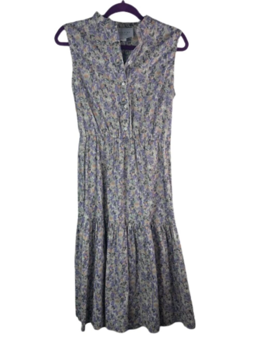 The Shirt Rochelle Behrens Floral Midi Dress Small Sleeveless Tiered Boho